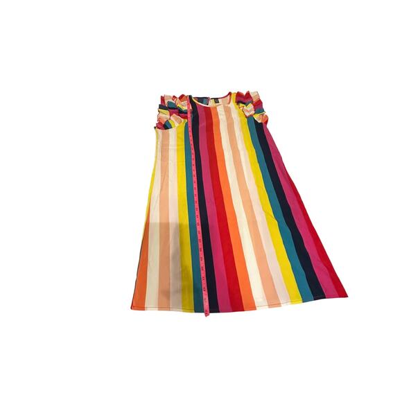 SHEIN VCAY Multicolor Rainbow Stripe Ruffle Sleeve Dress – Size M – NWT - Picture 5 of 11